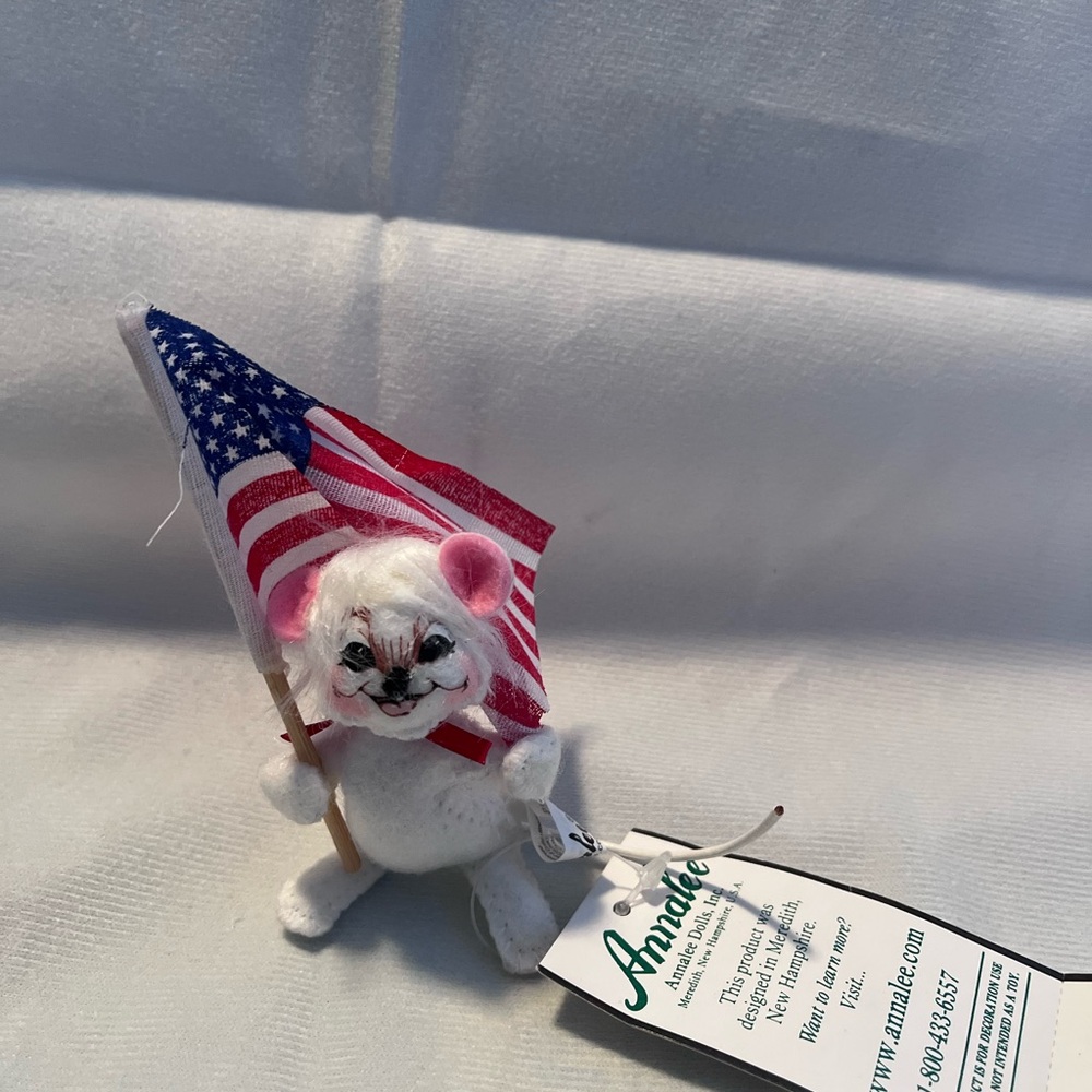 Annalee Patriotic Mouse Plush with American Flag